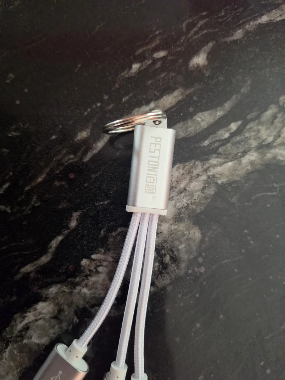 3-in-1 Silver Multi-Connector Charging Cable Keychain